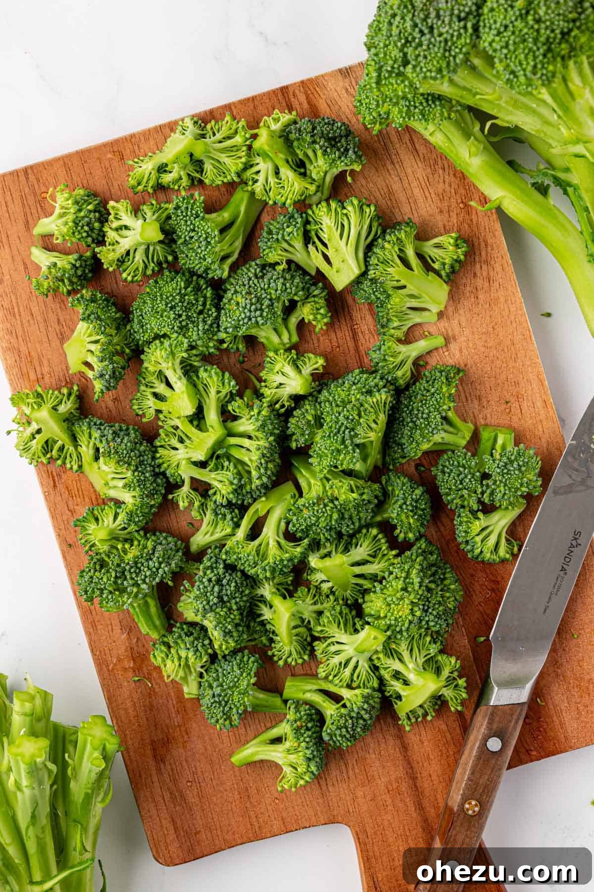 cut up broccoli florets