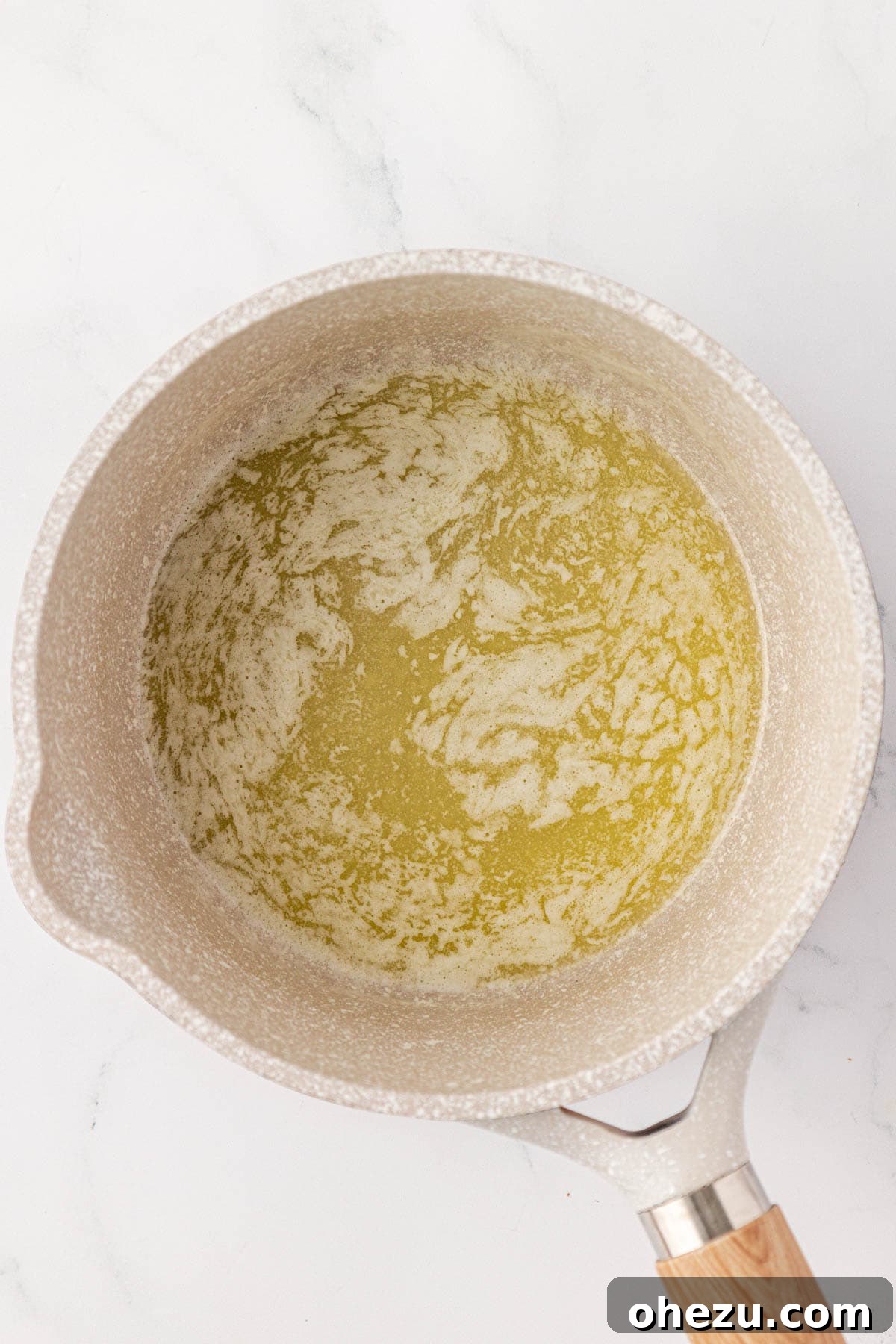 melted butter in a sauce pan