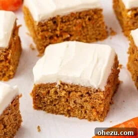 Carrot Cake Snack Bars with cream cheese frosting