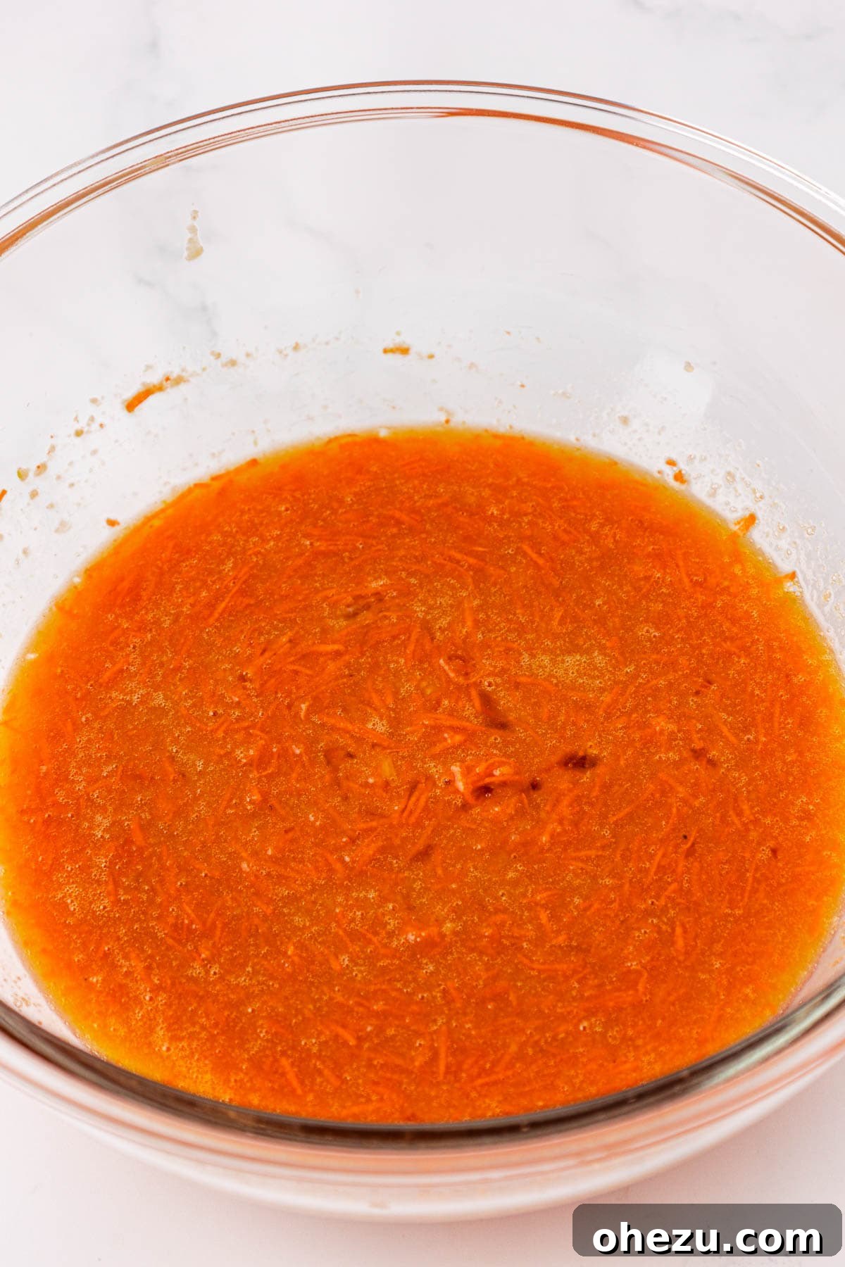 All wet ingredients mixed thoroughly until smooth in a bowl.