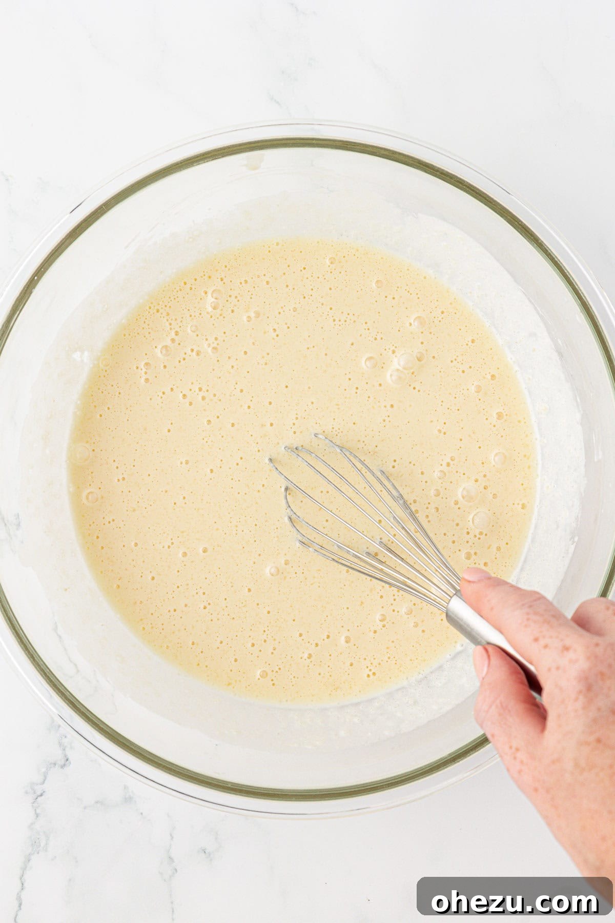 Protein-Packed Greek Yogurt Waffles 9 Wet ingredients for waffles whisked until smooth and combined