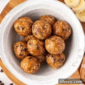 Moist banana bread energy bites, possibly with walnuts or chocolate chips visible