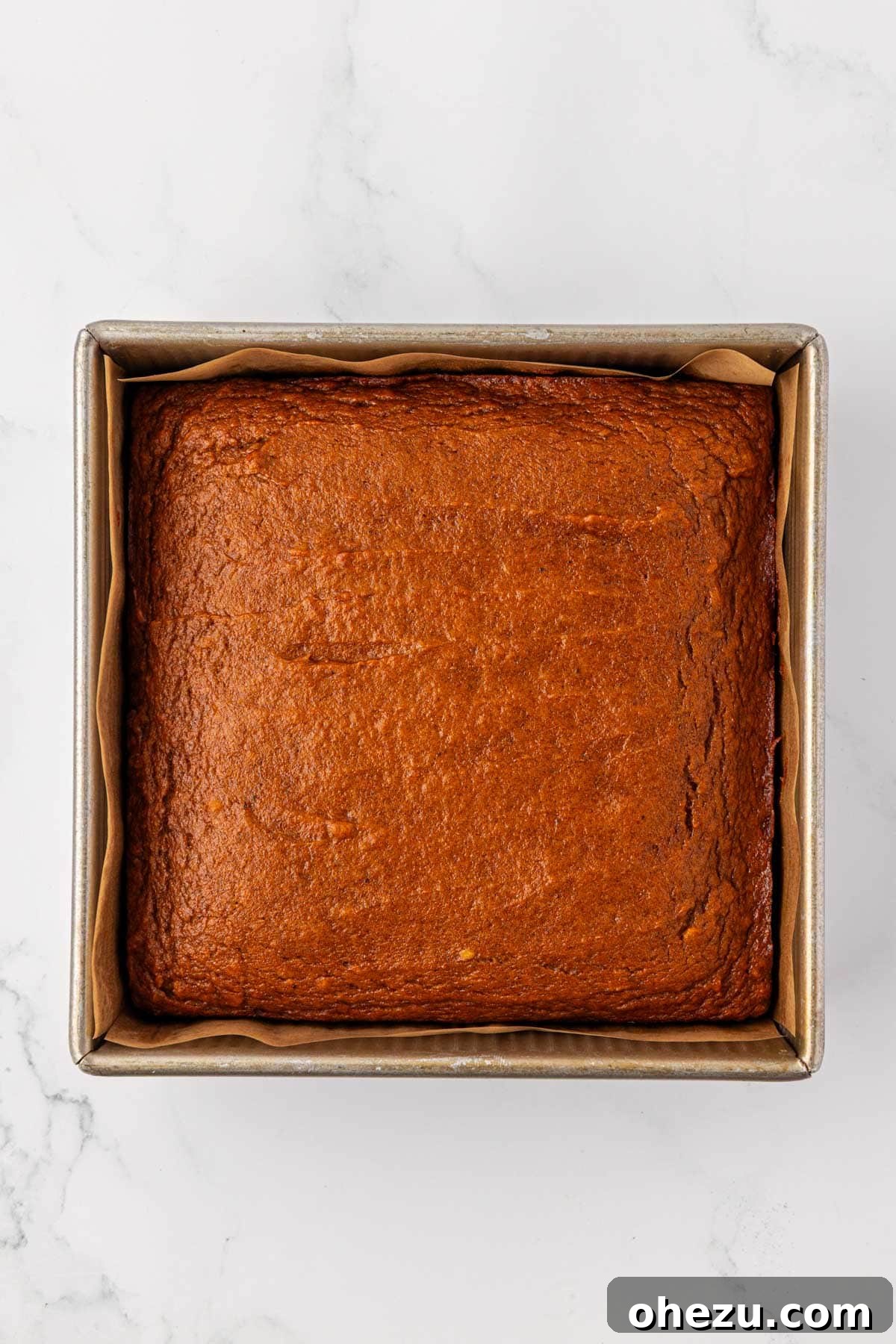A freshly baked pumpkin cake, beautifully golden brown and risen