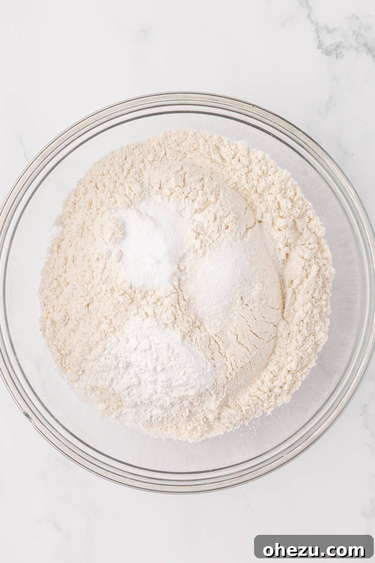 Dry ingredients for muffins in a mixing bowl