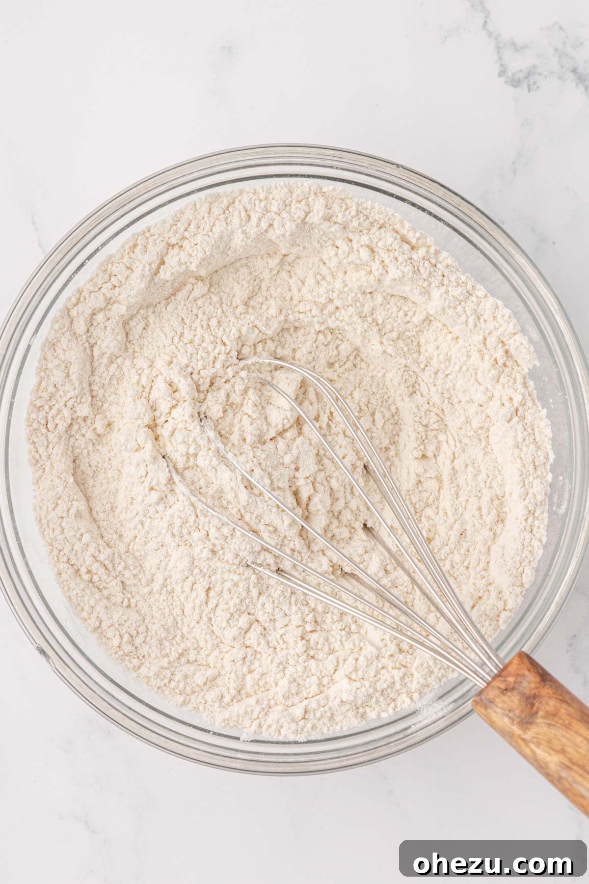 Dry ingredients whisked together in a bowl