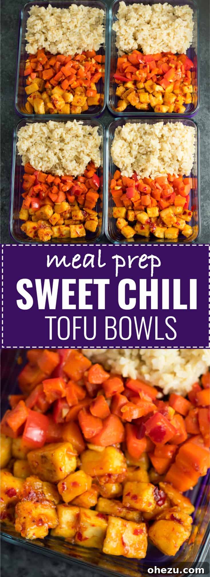 Sweet Chili Tofu Power Bowls 11 Meal Prep Sweet Chili Tofu Bowls with brown rice and vegetables. A delicious vegan or vegetarian meal! #vegan #vegetarian #veganmealprep #tofu