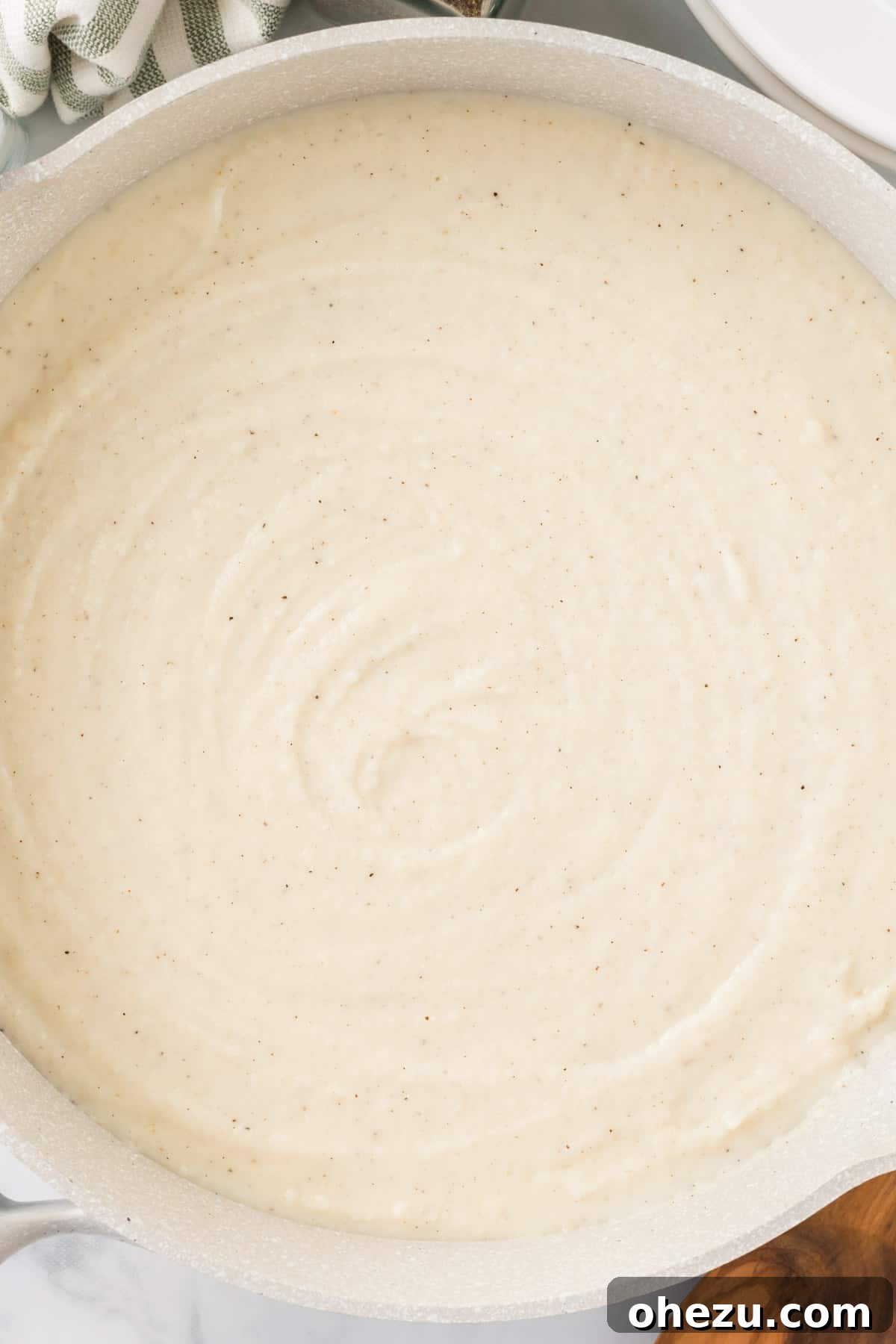 up close creamy cauliflower white sauce