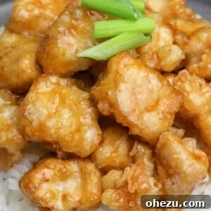 Crispy Honey Chicken PF Changs Copycat, a close-up of the finished dish