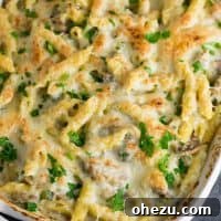 Mushroom Cauliflower Alfredo Pasta Bake