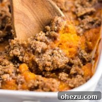 Gluten-free sweet potato casserole with pecan topping