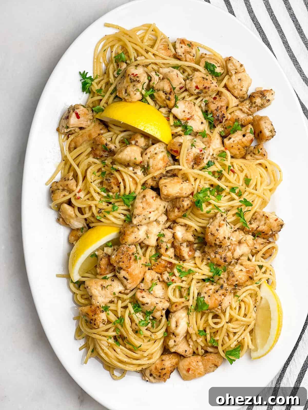 The Ultimate Homemade Chicken Scampi 3 Close-up of golden-brown chicken pieces for Chicken Scampi
