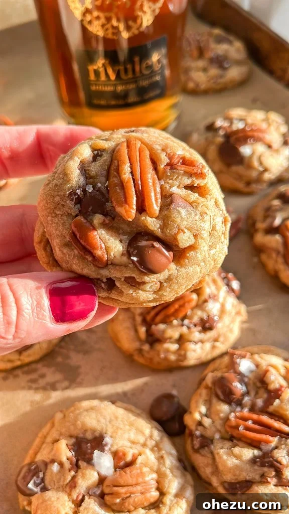 Liqueur Spiked Brown Butter Pecan Cookies 3 Brown butter pecan cookies glistening with Rivulet Liqueur glaze