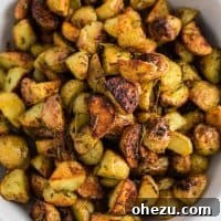 Rosemary roasted potatoes with fresh rosemary and olive oil, a perfect vegan side dish.
