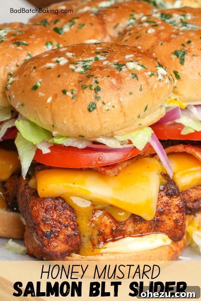 Zesty Honey Mustard Blackened Salmon BLT Sliders 5 Another view of the delicious Blackened Salmon BLT Sliders ready to be served