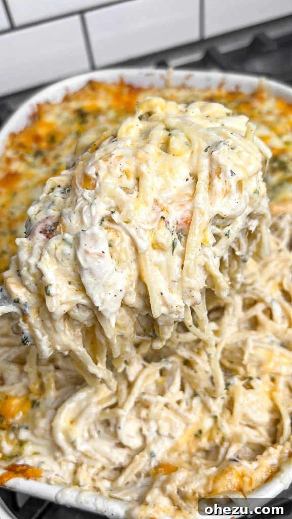 Effortless Creamy Chicken Tetrazzini 2 Easy Chicken Tetrazzini - A creamy pasta bake with shredded chicken, cheese, and herbs