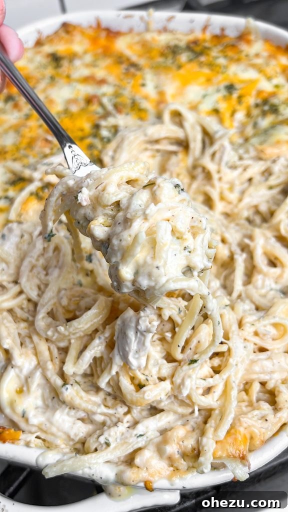 Effortless Creamy Chicken Tetrazzini 4 Ingredients for Easy Chicken Tetrazzini including cheeses, spices, chicken, and pasta