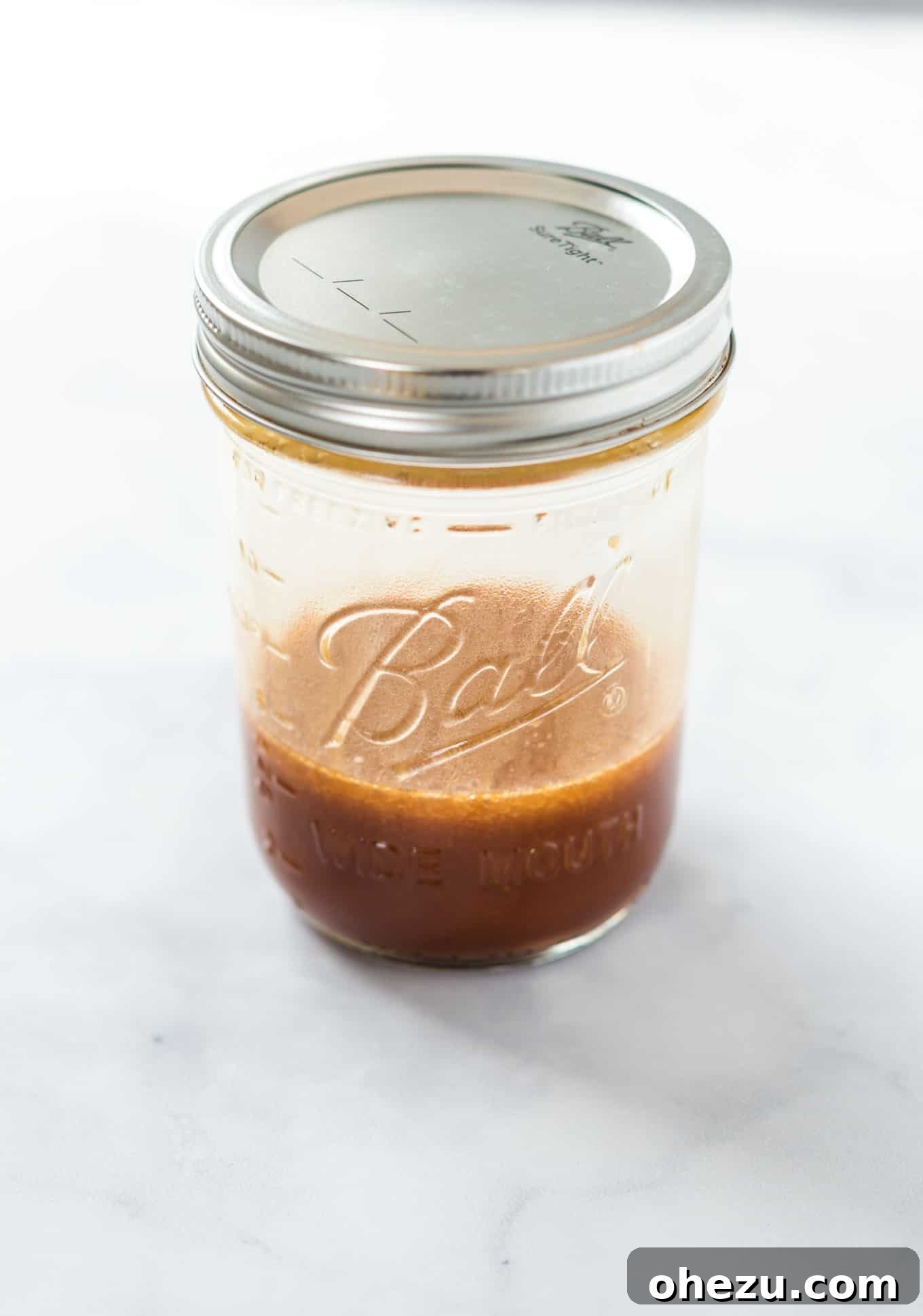 Gourmet Stir Fry Sauce 2 Stir fry sauce in a mason jar with a lid, ready for use
