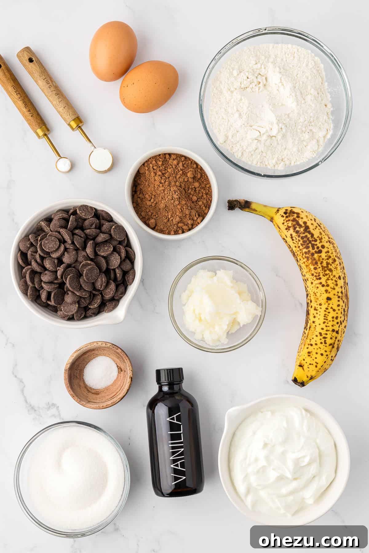 ingredients needed to make healthy chocolate muffins