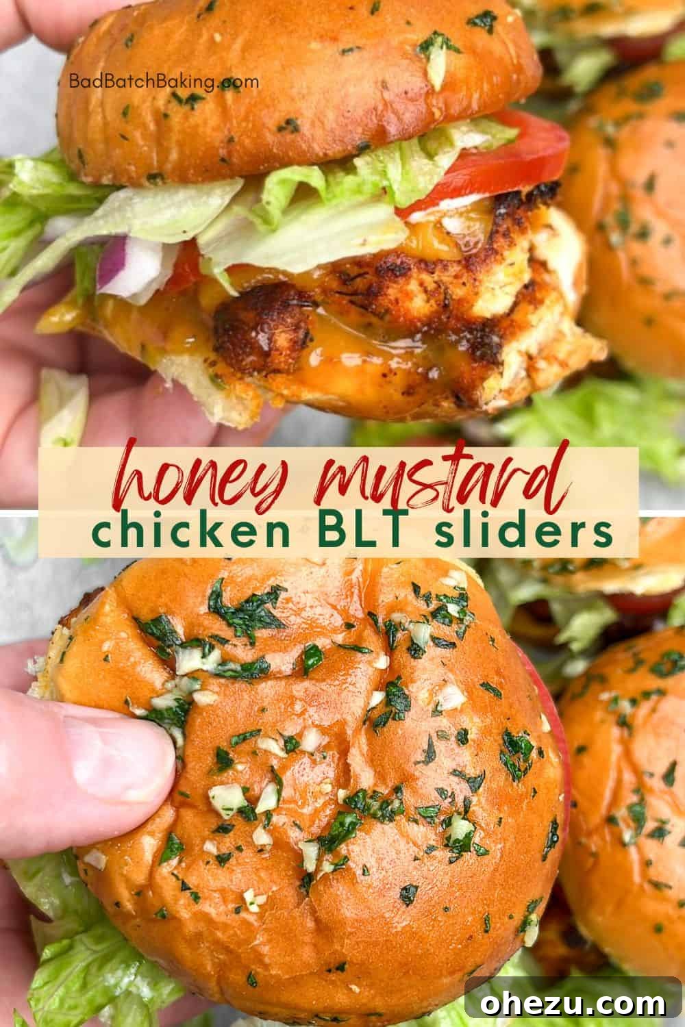 Sweet & Tangy Honey Mustard Chicken BLT Sliders 8 Another view of Honey Mustard BLT Chicken Sliders on a serving platter