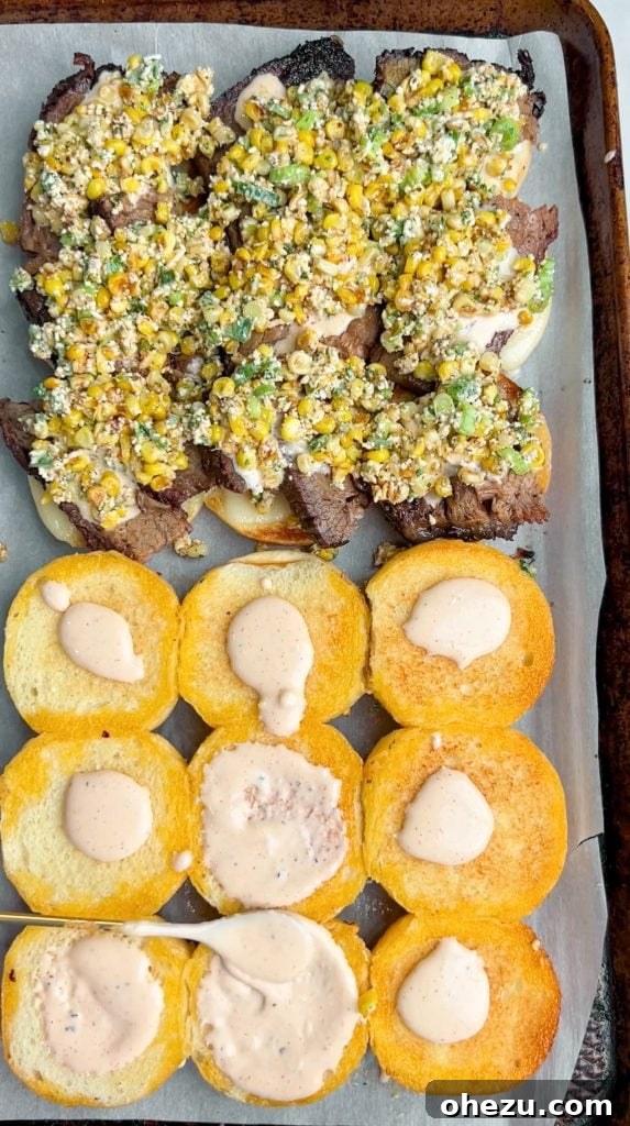 Smoky Brisket & Creamy Elote Sliders with Tangy Alabama White BBQ 6 Platter of Smoked Brisket