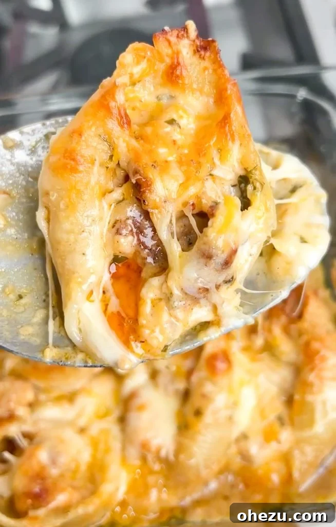 Stuffed pasta shells with rich, creamy sauce