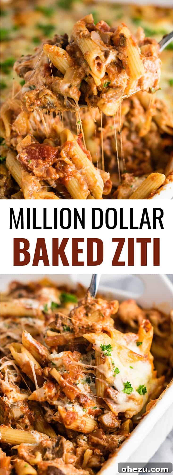 Velvet Ziti Bake Meatless Luxury 19 This Meatless Million Dollar Baked Ziti Recipe is an easy and impressive vegetarian dinner. Full of meaty mushrooms, fresh herbs, and four types of cheese! #meatless #milliondollarziti #bakedziti #vegetarian #dinner