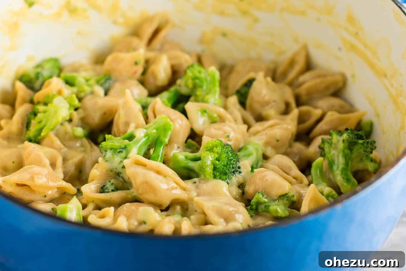 Lightened up broccoli shells and cheese with sharp cheddar cheese and whole wheat pasta. The healthiest way to justify eating macaroni and cheese for dinner. Kids will love this one! #broccolishellsandcheese #macandcheese #healthy #dinner #vegetarian #meatless #pasta #wholewheat