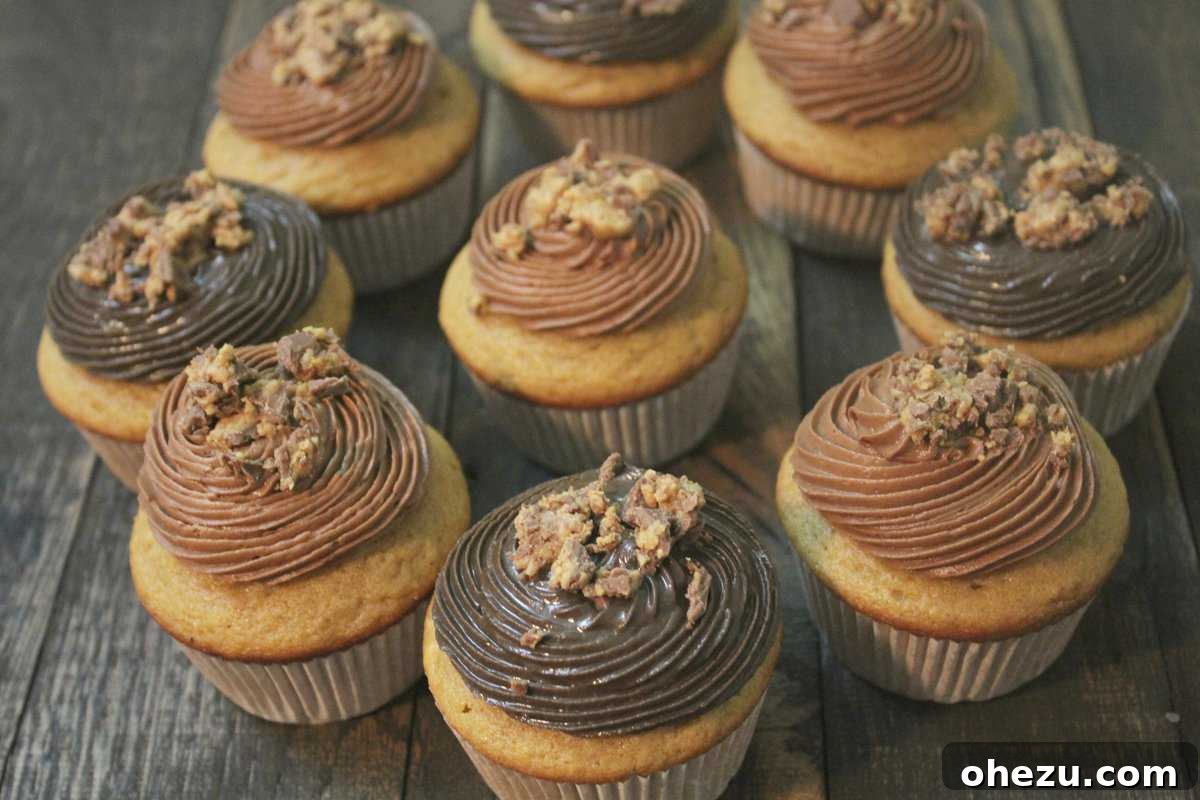 Triple Peanut Butter Dream Cupcakes with a Creamy PB Nutella Center 2 Death by peanut butter cupcakes -Moist peanut buttery goodness!