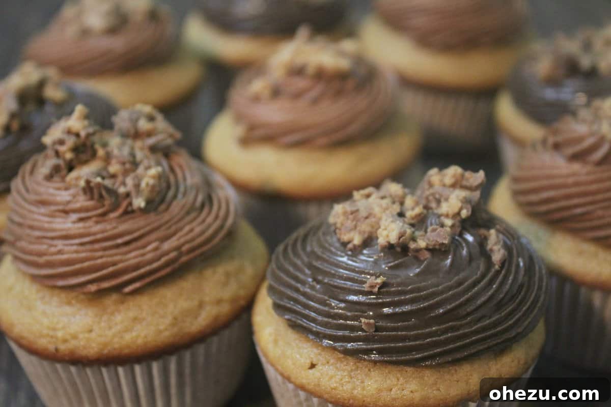 Triple Peanut Butter Dream Cupcakes with a Creamy PB Nutella Center 3 Death by Peanut Butter Cupcakes - moist, rich and extra peanut buttery