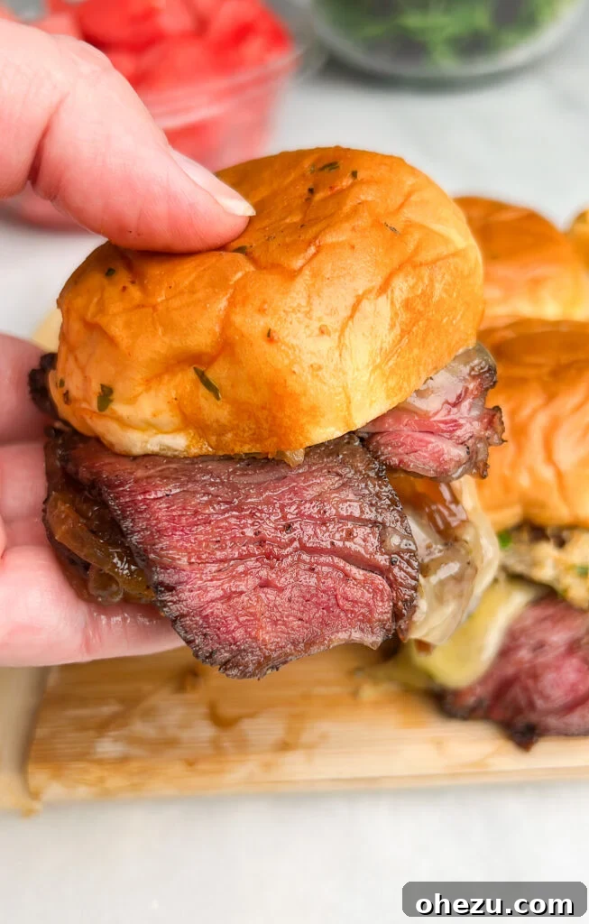 cowboy butter steak sliders on a plate
