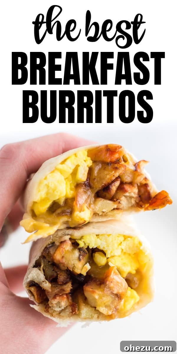 Breakfast Burrito Bliss 9 Visually appealing image with text overlay: "The Best Breakfast Burritos," designed for social sharing.