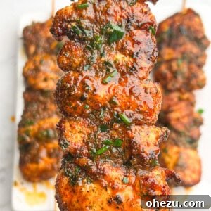 Buffalo Ranch Chicken Skewers, ready to be served