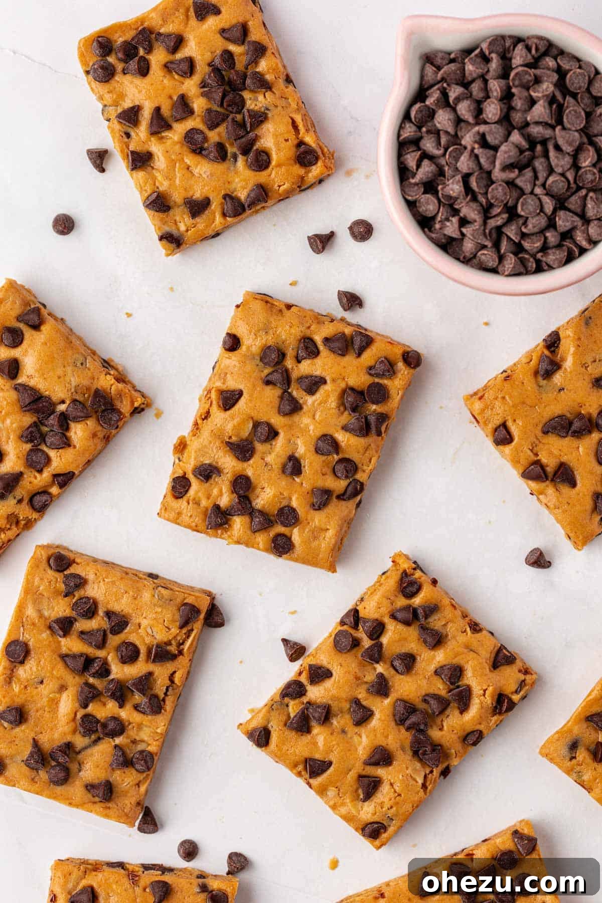 Peanut Butter Chocolate Chip Protein Bars, ready to eat