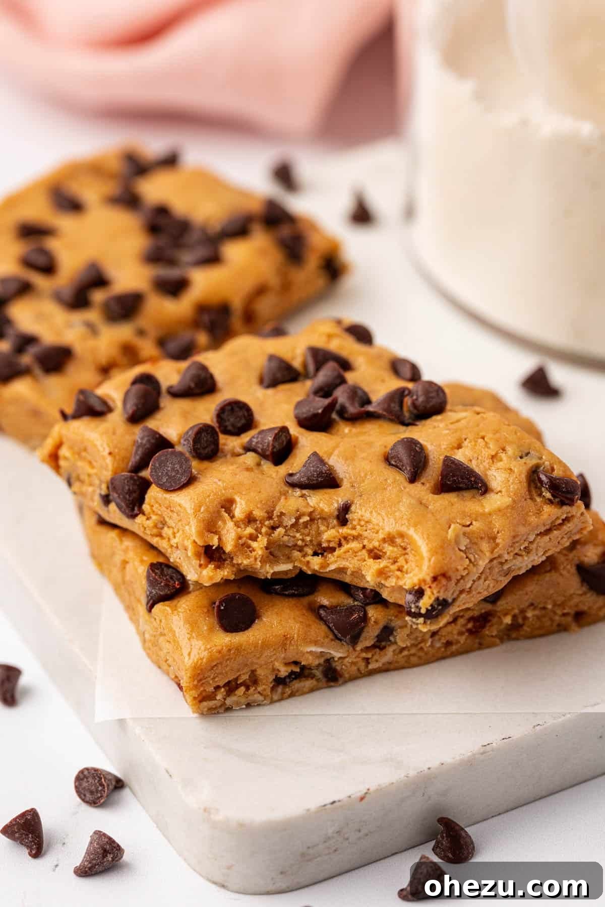 Another view of the delicious peanut butter chocolate chip protein bars