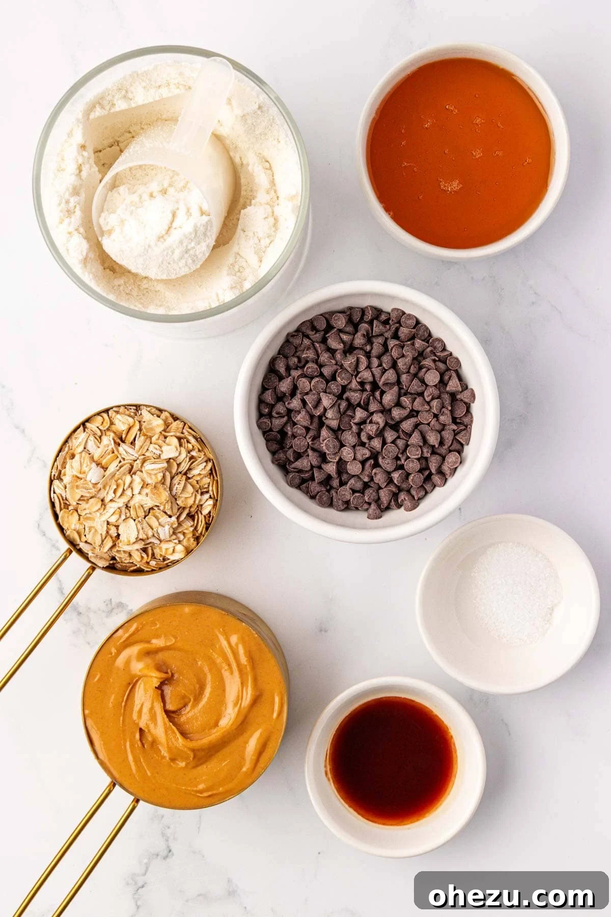 Ingredients laid out for making protein bars