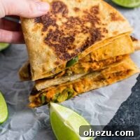 Easy vegan quesadillas recipe packed full of protein and flavor. No meat, no dairy, no vegan cheese! It's a Mexican favorite gone vegan! #vegan #quesadillas #meatless #veganmexican #veganquesadilla #dinner #recipes