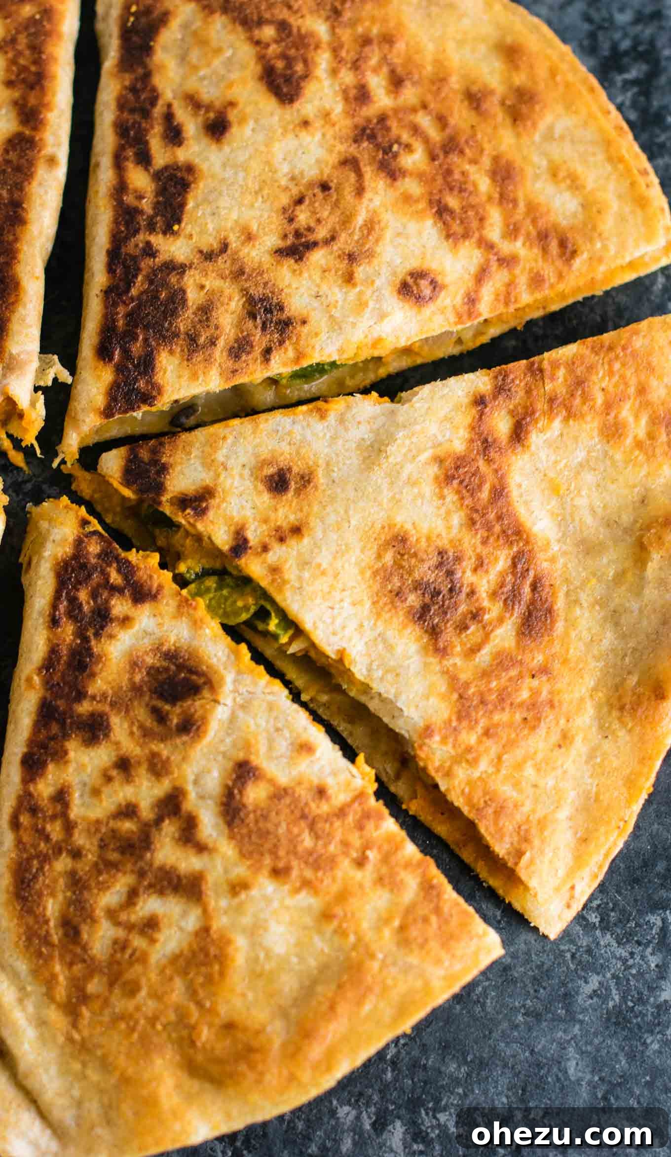 Easy vegan quesadillas recipe packed full of protein and flavor. No meat, no dairy, no vegan cheese! It's a Mexican favorite gone vegan! #vegan #quesadillas #meatless #veganmexican #veganquesadilla #dinner #recipes