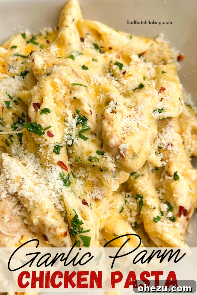 Creamy Garlic Parmesan Chicken Pasta 6 Garlic Parmesan Chicken Pasta in a crockpot