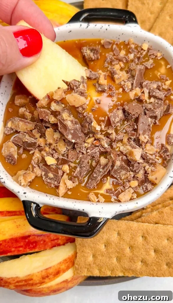 Caramel Apple Dip in a glass dish