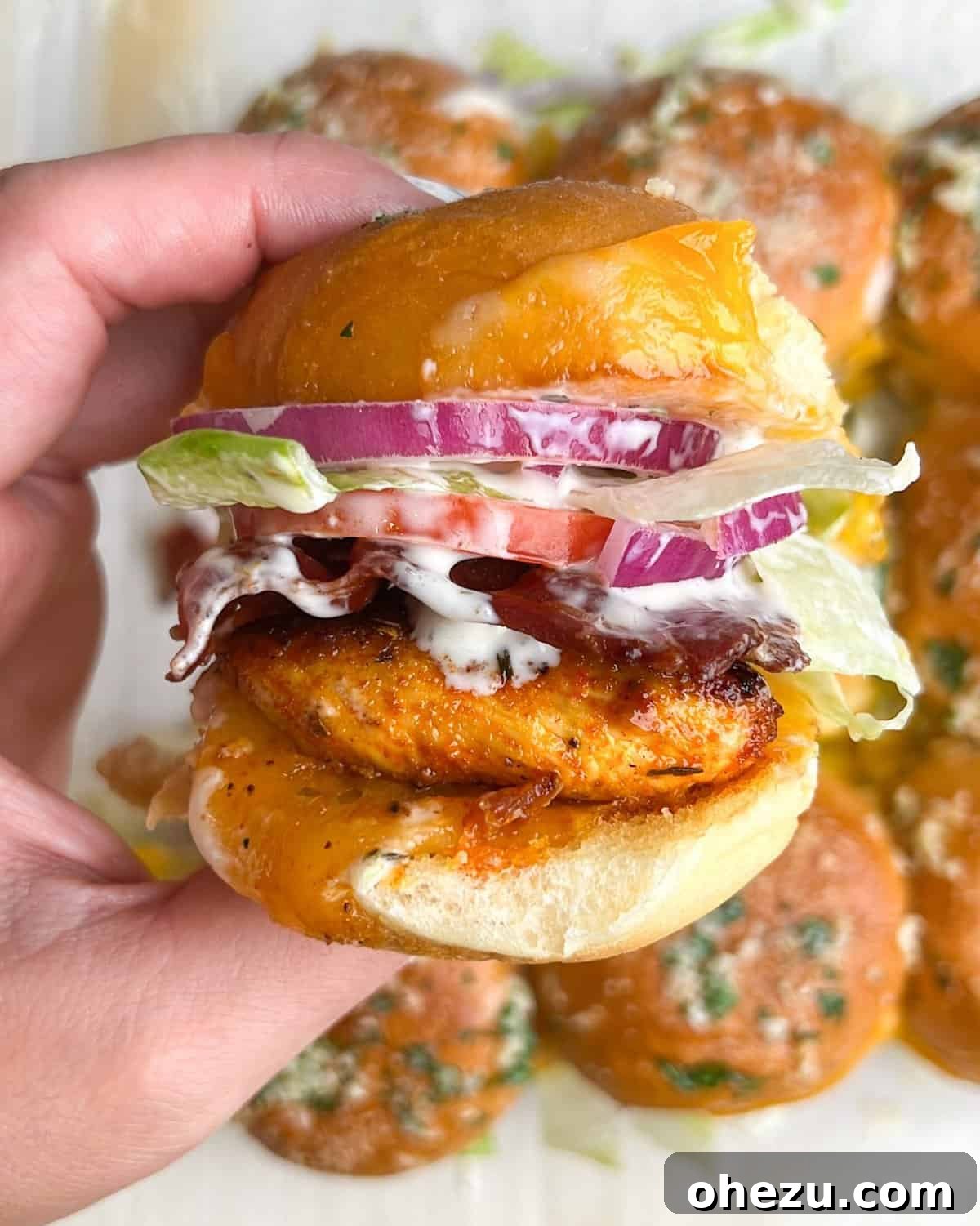Assembling Chicken Bacon Ranch Sliders