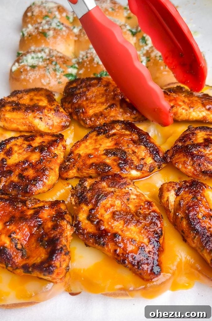 Step-by-step image of adding chicken to sliders
