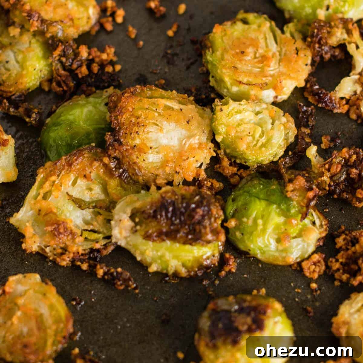 Savory Sprout Crisps 11 another view of brussel sprout chips on a baking sheet