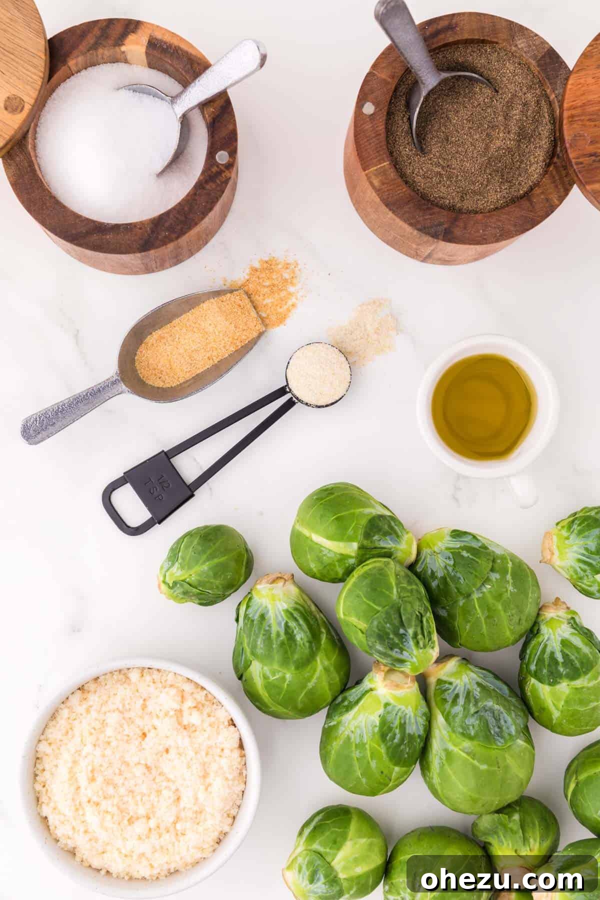 Savory Sprout Crisps 3 ingredients needed to make crispy parmesan brussels sprouts chips