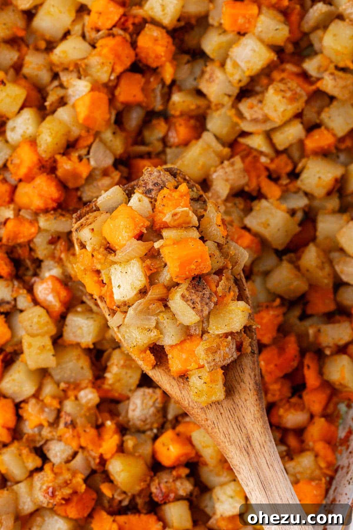 Plant-Powered Breakfast Hash 10 A close-up of the textured, crispy vegan breakfast hash, ready for serving.