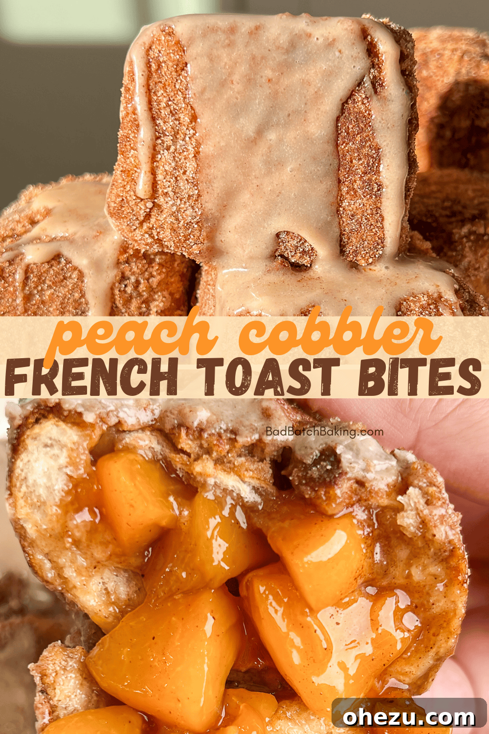 Sweet Peach French Toast Poppers 15 french toast bites peach cobbler