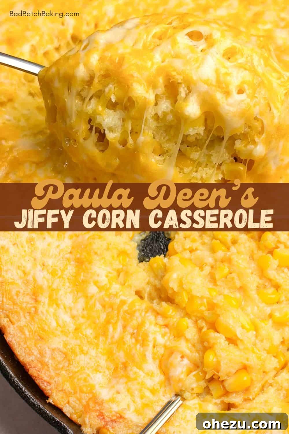 Golden Cheesy Corn Bake 5 Freshly baked Jiffy Corn Casserole in a baking dish