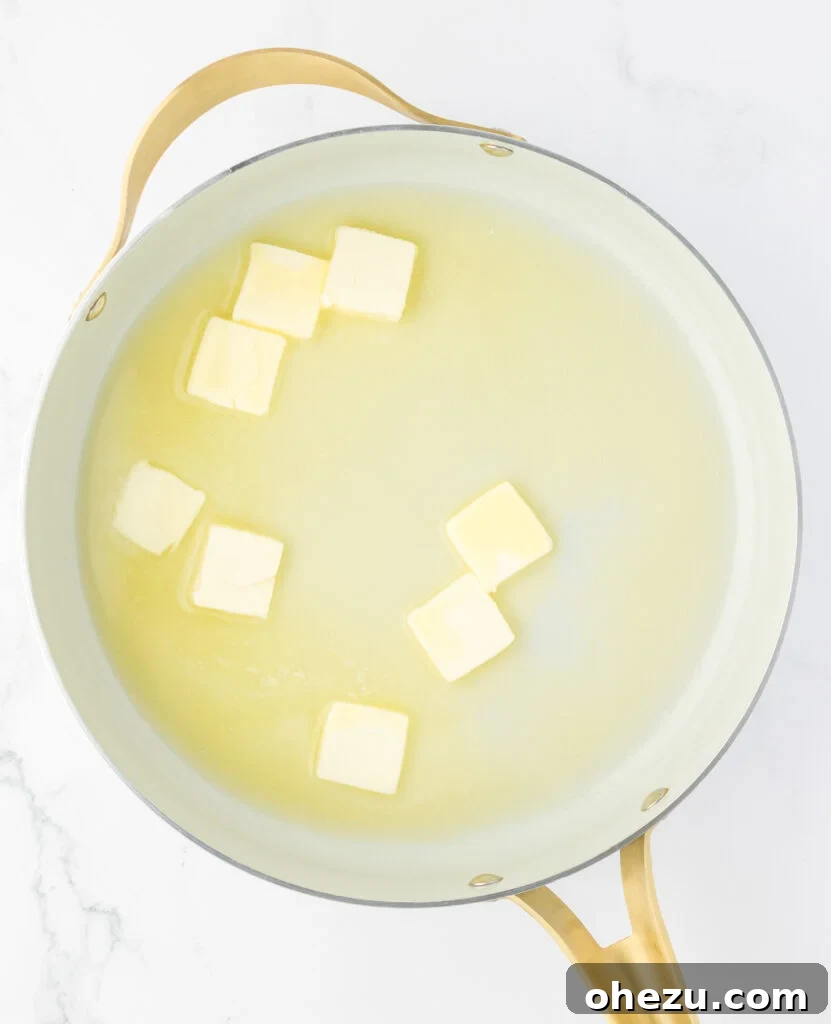 melting butter in a skillet