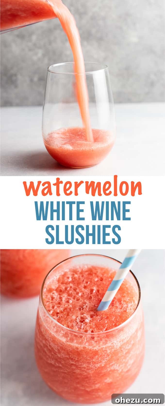 Watermelon white wine slushies – these are perfect for summer! #whitewineslushie #whitewineslushies #slushierecipe #watermelon #drink #summer #alcohol