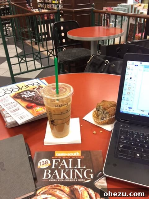 Bourbon Cream Filled Pumpkin Spice Whoopie Pies 3 Relaxing at Barnes & Noble cafe, reading cookbooks for fall recipe inspiration