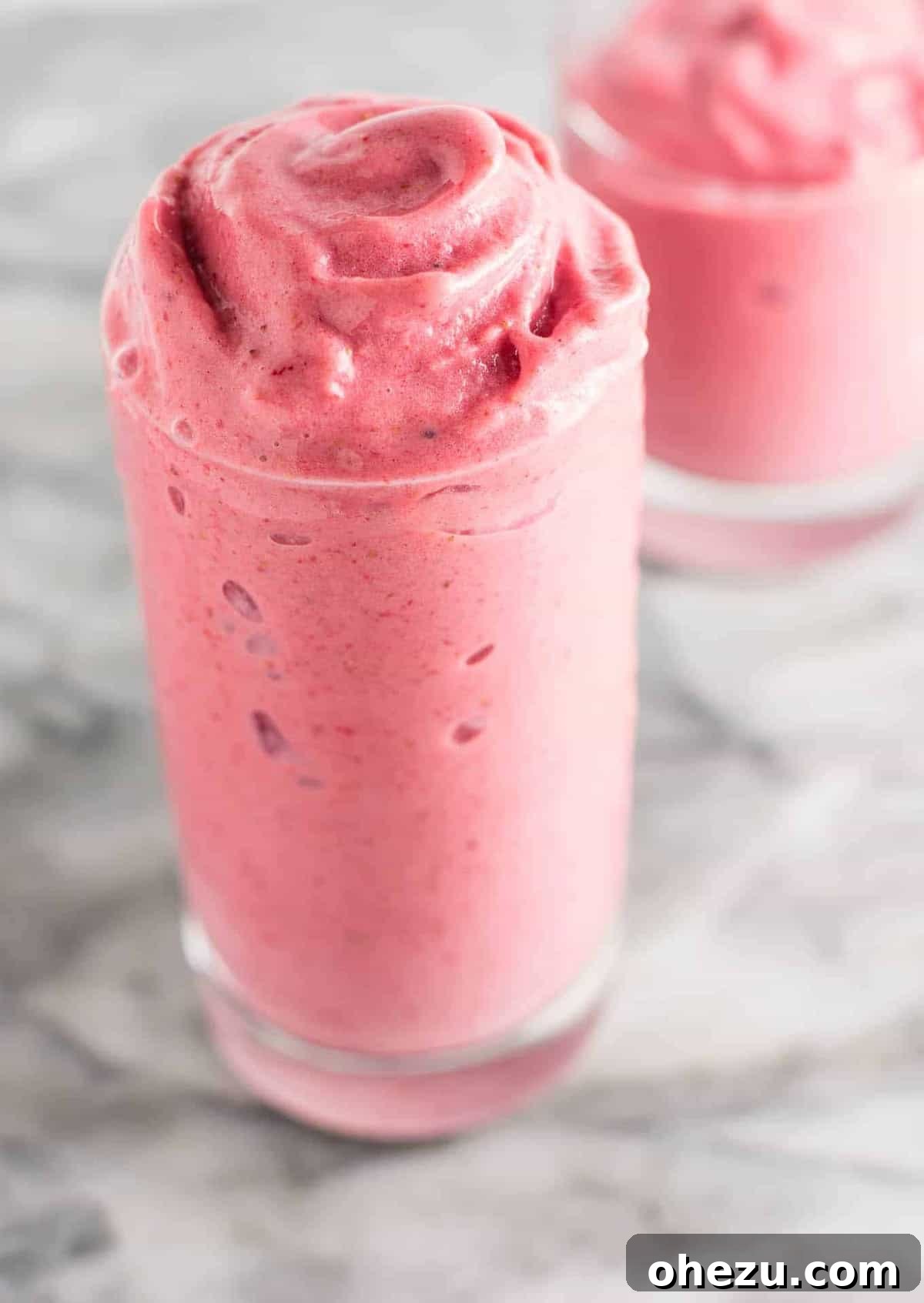 25 Delicious Gluten Free Dairy Free Desserts 24 Healthy Strawberry Banana Smoothie recipe, tastes like creamy gluten-free dairy-free ice cream
